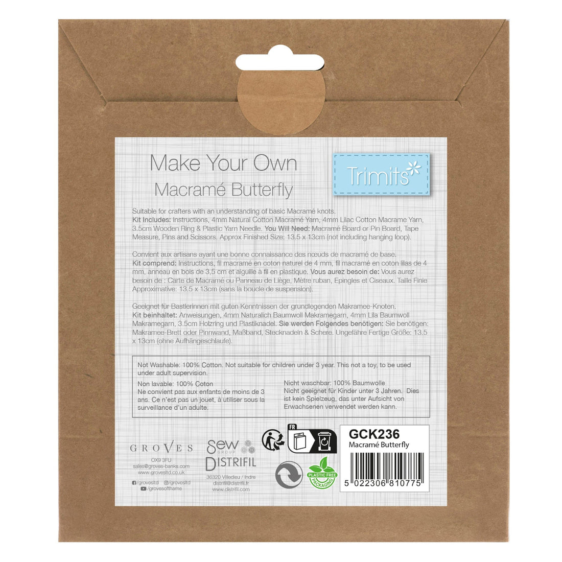 Trimits Sewing Kits Macramé Kit Butterfly  - The Sewing Studio