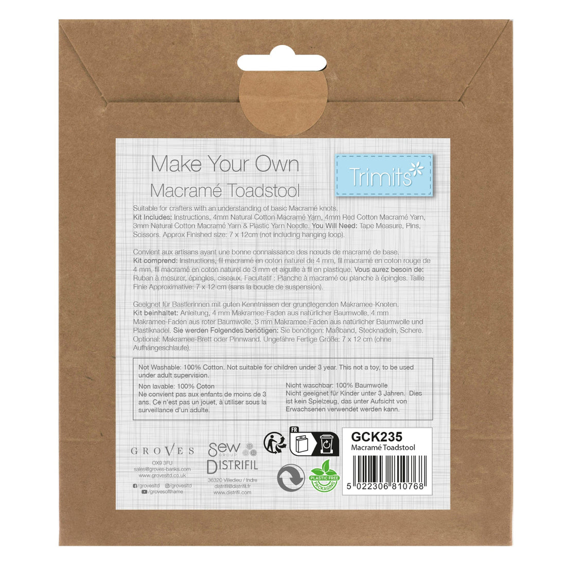 Trimits Sewing Kits Macramé Kit Toadstool  - The Sewing Studio
