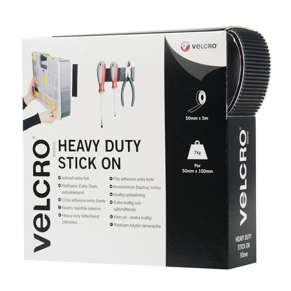 VELCRO Velcro Heavy Duty Stick-On Hook & Loop Tape: 50mm: Black - Sold Per Metre  - The Sewing Studio