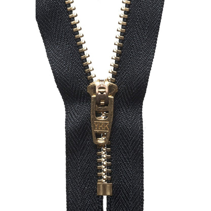 YKK Zips YKK Brass Jeans Zip 10cm / 3.93 inch: Black (Colour 580)  - The Sewing Studio