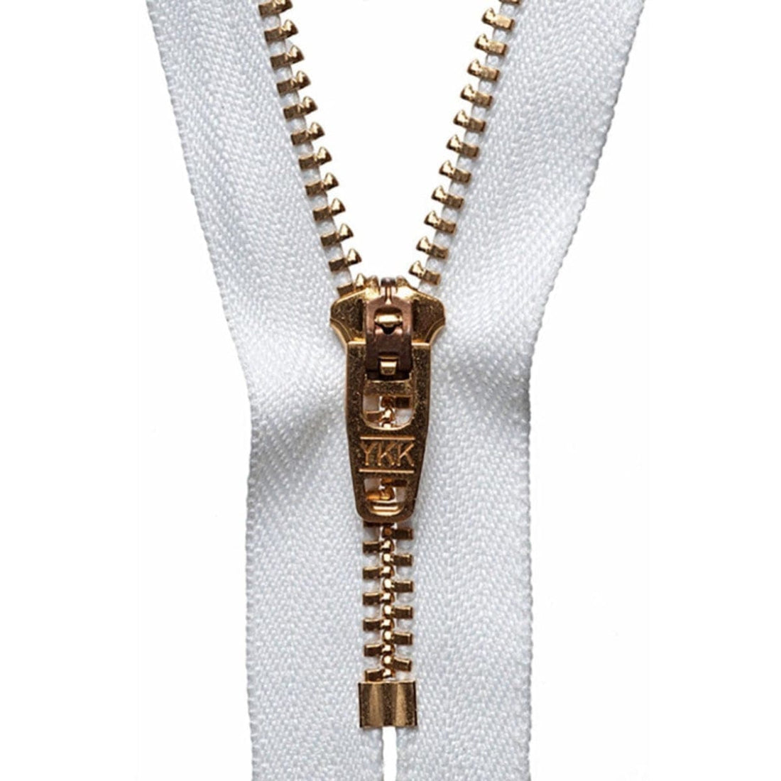 YKK Zips YKK Brass Jeans Zip 10cm / 4 inch: White (Colour 501)  - The Sewing Studio
