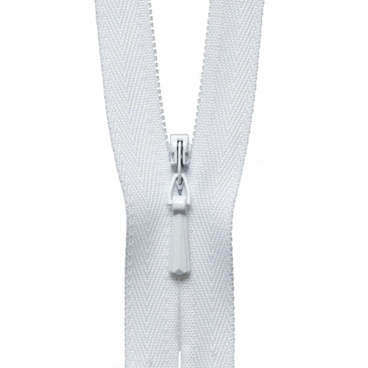 YKK Zips YKK Concealed Zip 20cm / 8 inch: White (Colour 501)  - The Sewing Studio