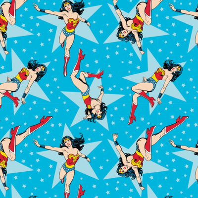 Wonder Woman Girl Power Blue Quilting Fabric