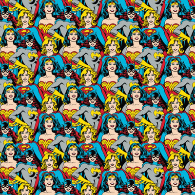 DC Heroines Stacked Multi Quilting Fabric