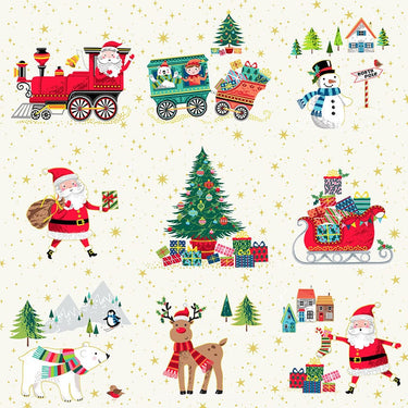 Makower Christmas Fabric Santa Express Placement 30cm Strips 2378