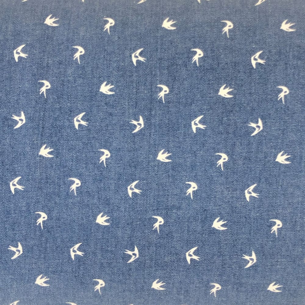 Chambray Printed Cotton Swallows