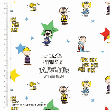 Snoopy Peanuts Fabric Happiness is Laughter