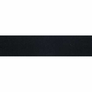 Herringbone Cotton Tape: Black: 25mm wide. Price per metre