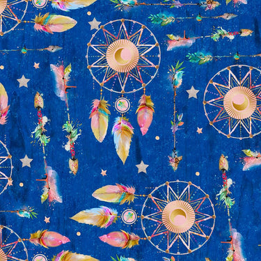 3 Wishes Whimsical West Fabric Blue 20274