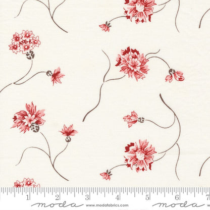 Moda Red And White Gatherings Fabric Floret Vanilla 49190 11 Ruler