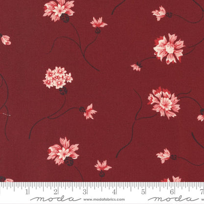 Moda Red And White Gatherings Fabric Floret Burgundy 49190 17 Ruler