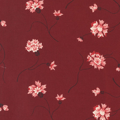 Moda Red And White Gatherings Fabric Floret Burgundy 49190 17