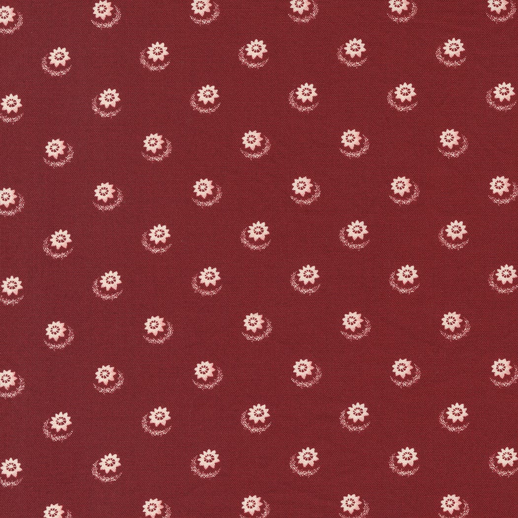 Moda Red And White Gatherings Fabric Dahlia Burgundy 49191 14