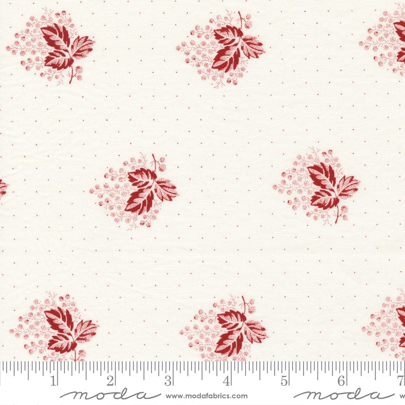 Moda Red And White Gatherings Fabric Leaf Spray Vanilla 49192 11 Ruler