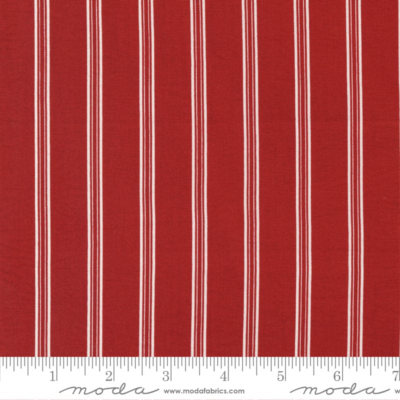 Moda Red And White Gatherings Fabric Double Stripe Crimson 49194 13 Ruler
