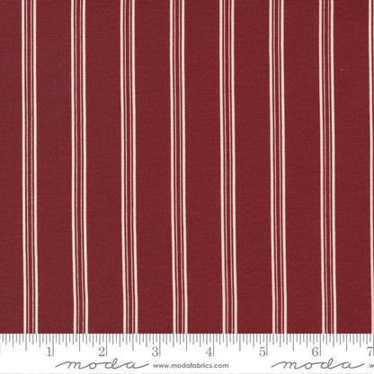 Moda Red And White Gatherings Fabric Double Stripe Burgundy 49194 15 Ruler