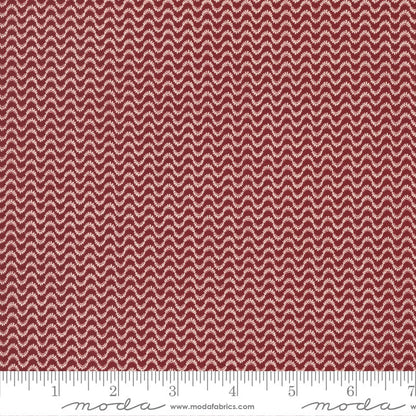 Moda Red And White Gatherings Fabric Meander Stripe Burgundy 49195 15 Ruler