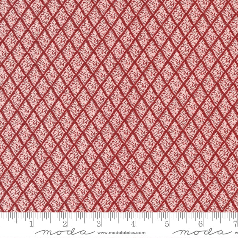 Moda Red And White Gatherings Fabric Diamond Cross Crimson 49196 14 Ruler