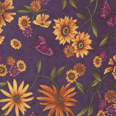 Moda Fabric Sunflower Garden Large Print Purple 6891-14