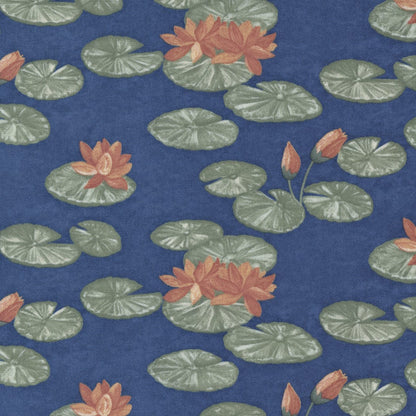 Moda Fabric Watermarks Lily Pads Indigo 6910 14