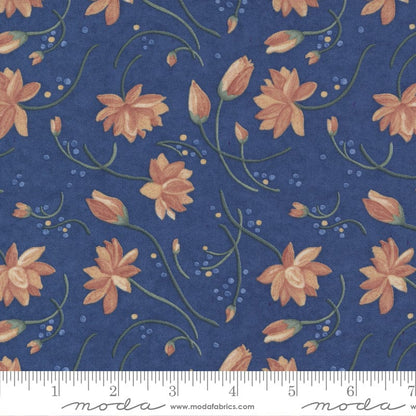 Moda Fabric Watermarks Lillies Indigo 6911 14 Ruler