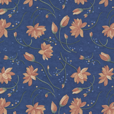 Moda Fabric Watermarks Lillies Indigo 6911 14