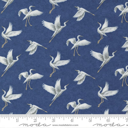 Moda Fabric Watermarks Egrets Indigo 6912 14 Ruler