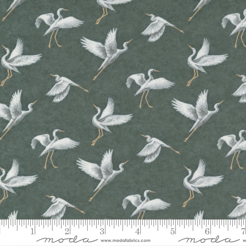 Moda Fabric Watermarks Egrets Tartan 6912 18 Ruler