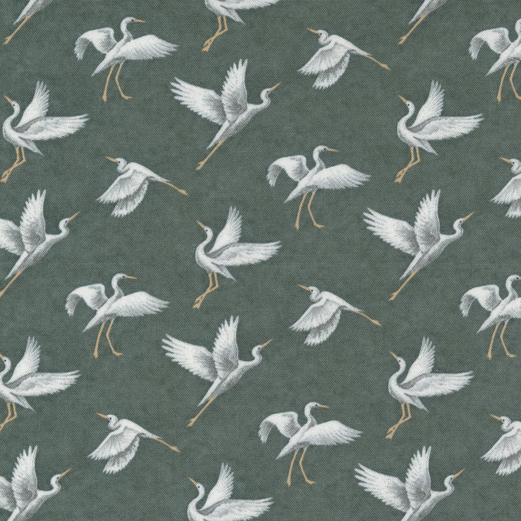 Moda Fabric Watermarks Egrets Tartan 6912 18