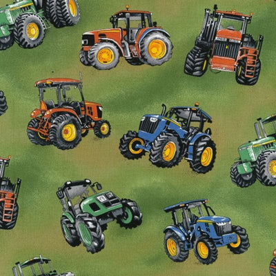 Tractor time Tractors Green Fabric