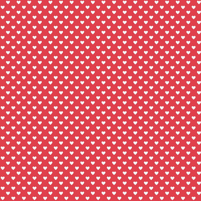 Makower Fabric Hearts White on Red 9149R