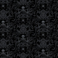 Makower Fabric Midnight Haunt Spooky Damask Black 9871K