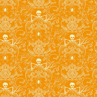 Makower Fabric Midnight Haunt Spooky Damask Orange 9871O