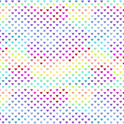 Makower Fabric Hearts Rainbow White 9149L