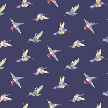Makower Fabric Avalon Hummingbirds Blue A697B