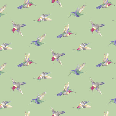 Makower Fabric Avalon Hummingbirds Green A697G