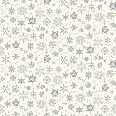 Makower Christmas Fabric Scandi 2023 Snowflakes Silver 2576S