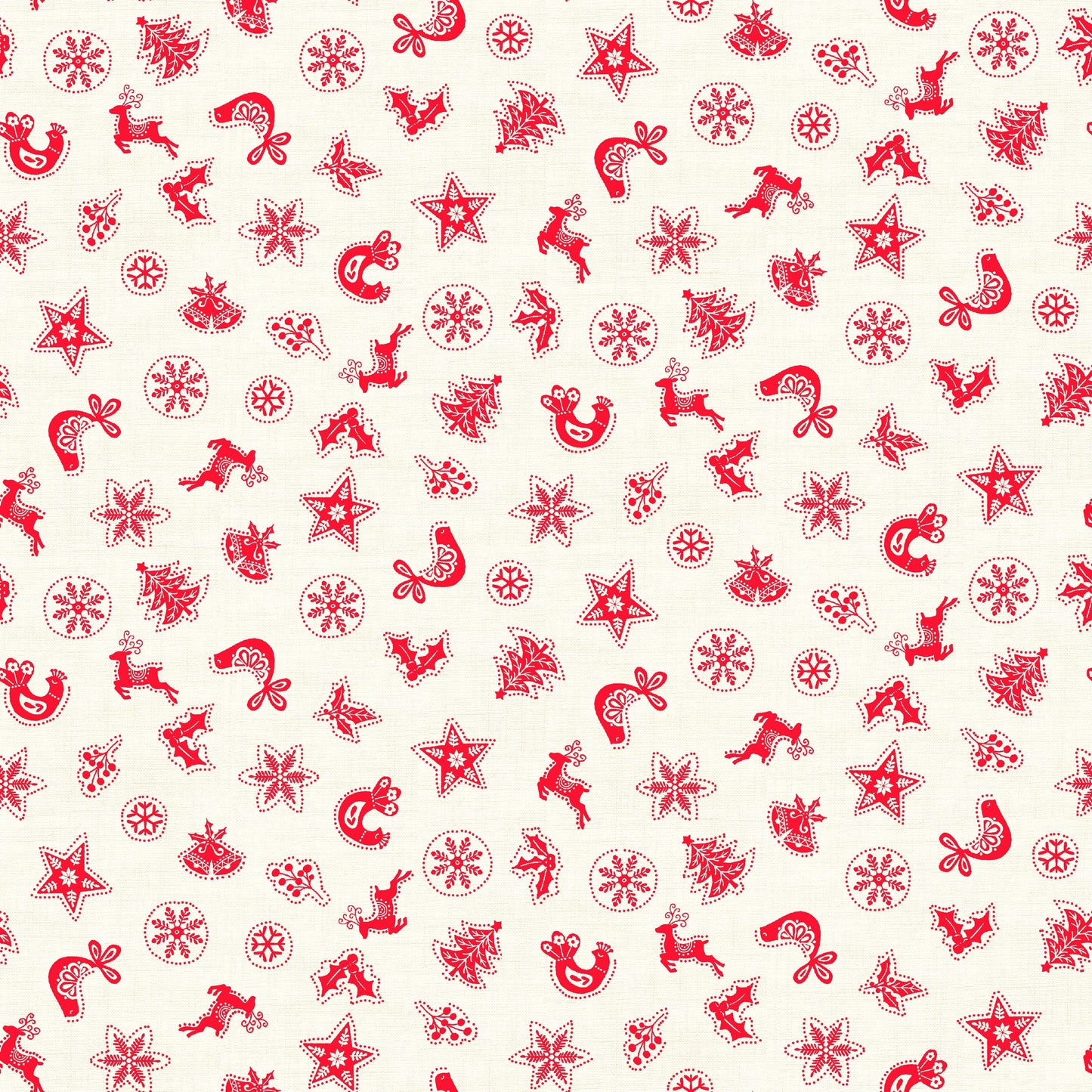 Makower Christmas Fabric Scandi 2023 Scatter Red 2578R