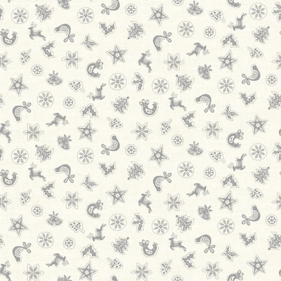 Makower Christmas Fabric Scandi 2023 Scatter Silver 2578S
