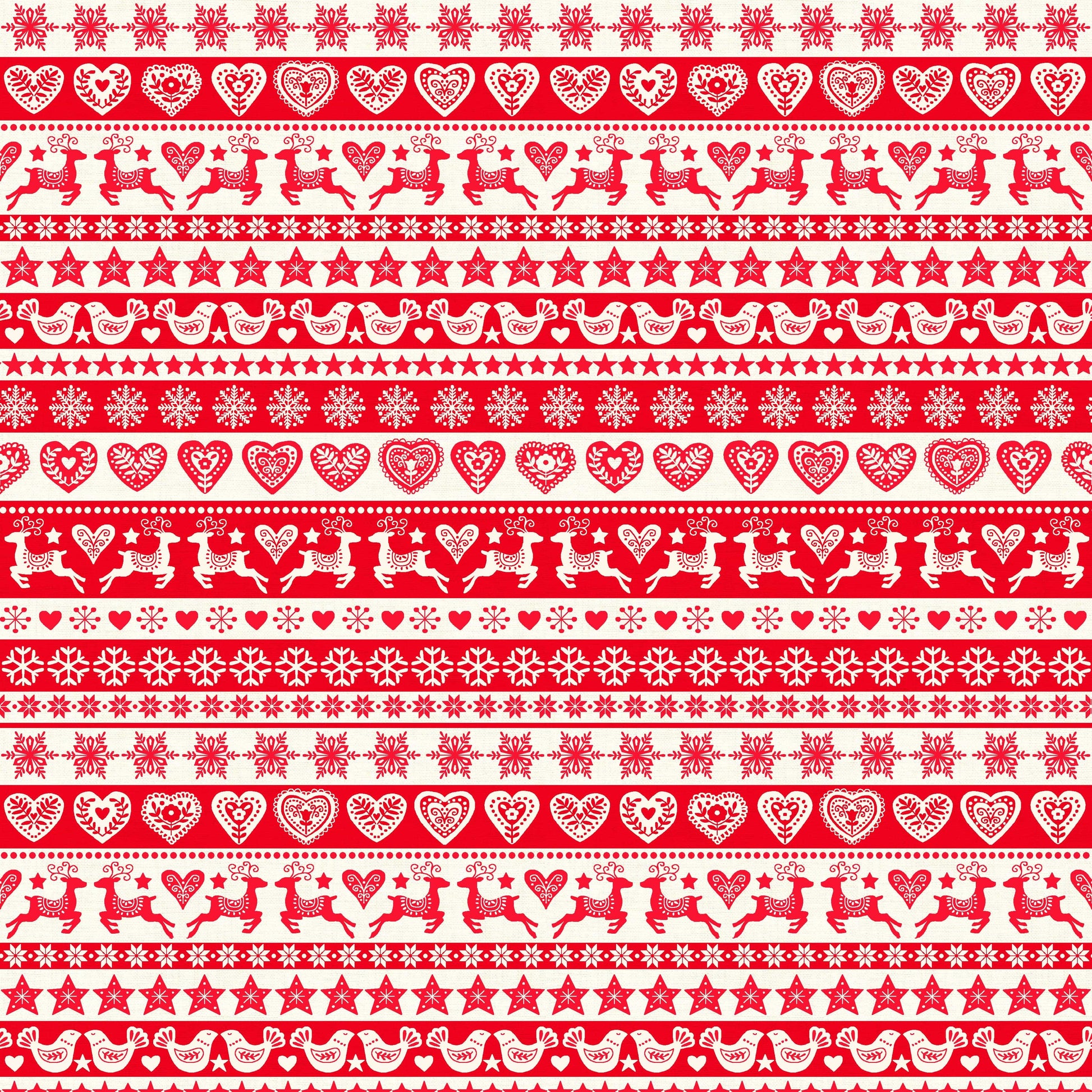 Makower Christmas Fabric Scandi 2023 Stripe Red 2580R
