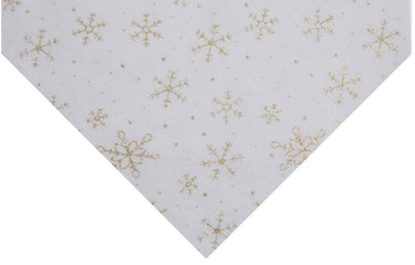 Glitter Snowflake Felt White With Gold 23cm x 30cm