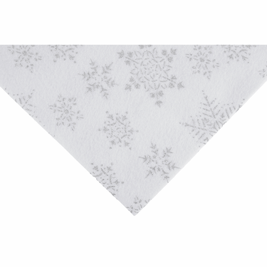 Glitter Snowflake Felt White With Silver 23cm x 30cm