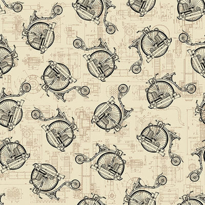 Alternative Age Steampunk Fabric Bicycles Parchment 2321-41