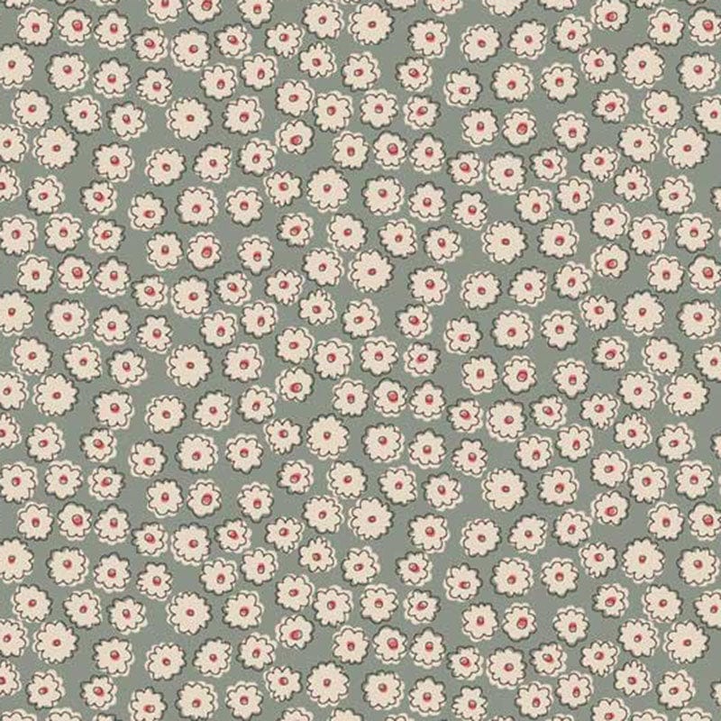 Anni Downs Market Garden Fabric Carnation Toss Green 2901-17