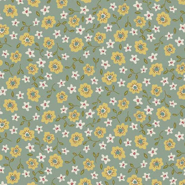 Anni Downs Market Garden Fabric Tossed Posies Green 2897-17