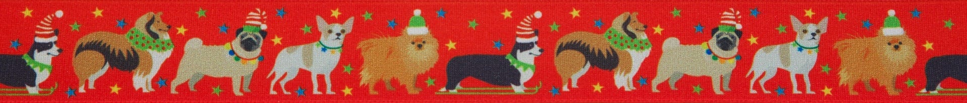 Berisfords Ribbon Christmas Ribbon Festive Pets: 25mm Wide: Red  - The Sewing Studio