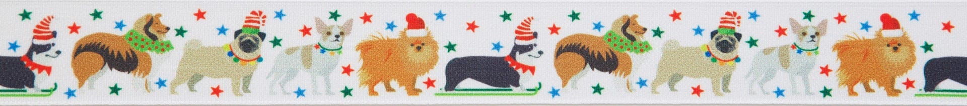 Berisfords Ribbon Christmas Ribbon Festive Pets: 25mm Wide: White  - The Sewing Studio