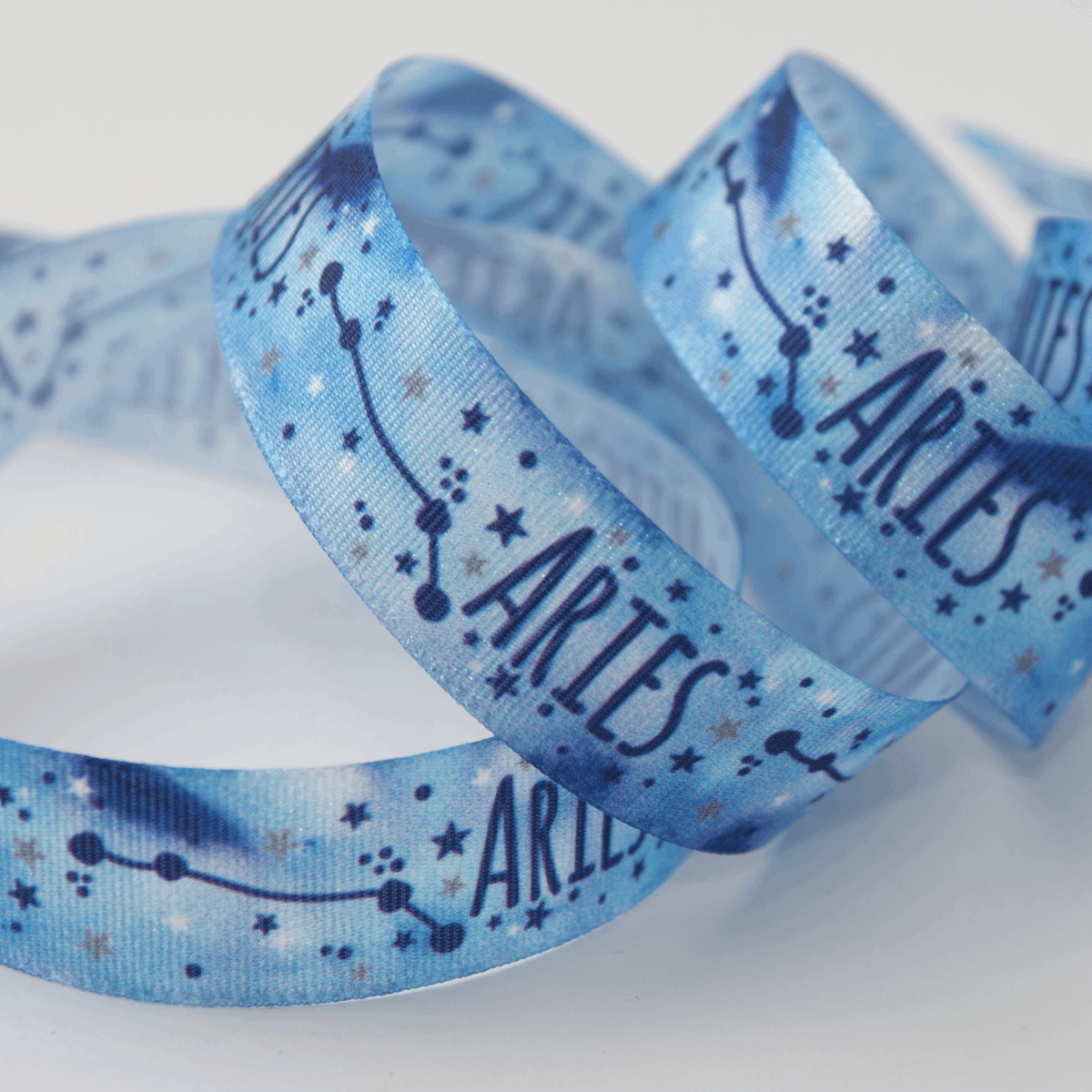 Berisfords Ribbon Zodiac Star Sign Ribbon: Aries: 15mm wide. Price per metre.  - The Sewing Studio
