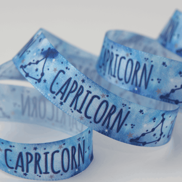 Berisfords Ribbon Zodiac Star Sign Ribbon: Capricorn: 15mm wide. Price per metre.  - The Sewing Studio for sale UK - The Sewing Studio