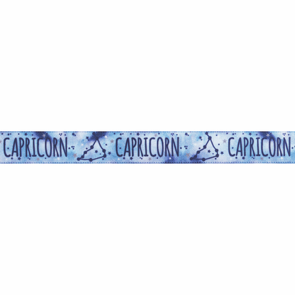 Berisfords Ribbon Zodiac Star Sign Ribbon: Capricorn: 15mm wide. Price per metre.  - The Sewing Studio